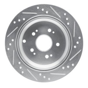 Acura RDX Brake Rotor (1) - Rear Left - R1 Concepts - Drilled & Slotted - Silver - `05-`18